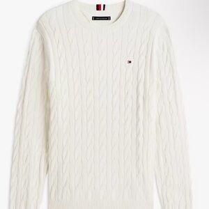 Tommy Hilfiger Men's Ivory Cable Knit Sweater
